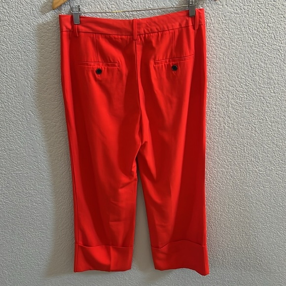 ZARA RED Cropped Cuffed TROUSERS PANTS Turn Up Hem SIZE Small - Picture 4 of 7